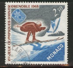 MONACO Scott 671 used 1967 Olympic Skier stamp