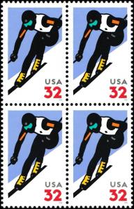 US 3180 Alpine Skiing 32c block 4 MNH 1998