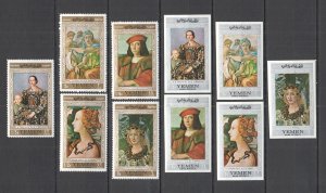 B1463 Imperf,Perf 1967 Yemen Gold Silver Art Michel 23,5 Eu #592-96,597-601B Mnh