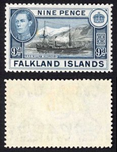 Falkland Is SG159 KGVI 9d Black and Grey-blue M/M Cat 28 pounds
