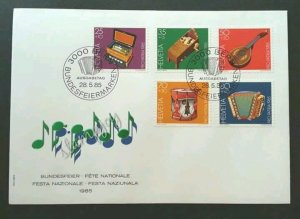 Switzerland Musical Instruments 1985 (stamp FDC) *clean