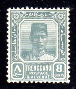 Malaya-Trengganu 1921-38 SC 28, 8¢ gray, VF mint NH, cat. $47.50+