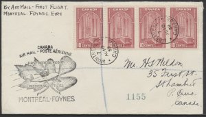 1939 Flight Cover AUG 10 Imperial Airways Registered Montreal to Foynes Ireland