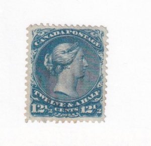 CANADA # 28 VF-12.5cts LARGE QUEEN VERY LIGHT USED AND FACE FREE CANCEL