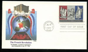 US C120 45c Air Mail French Revolution UA Fleetwood cachet FDC