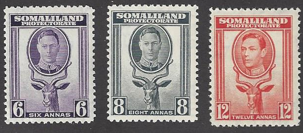 Somaliland Protectorate, 101-3, King George VI & greater kudu, Issued 1942