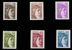 France, 1950-Present #1658/1671 (YT 2118-2123) Cat€100, 1981 Sabine, imperf...