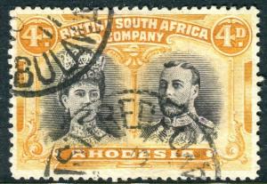 RHODESIA-1910-3 4D Brown-Purple & Orange Perf 14  FU Sg 139