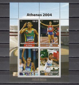 Congo Dem., 2004 issue. Athens-Athletes sheet of 4. ^