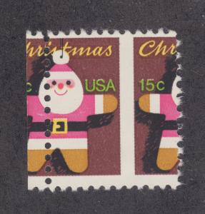 US Sc 1800 MNH. 1979 15c Christmas issue, dramatic vertical MISPERF, ERROR