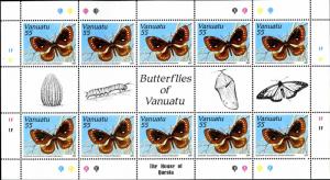 VANUATU 532-5 SHEETS OF 10  MNH SCV $89.50 BIN $45.00BUTTERFLYS