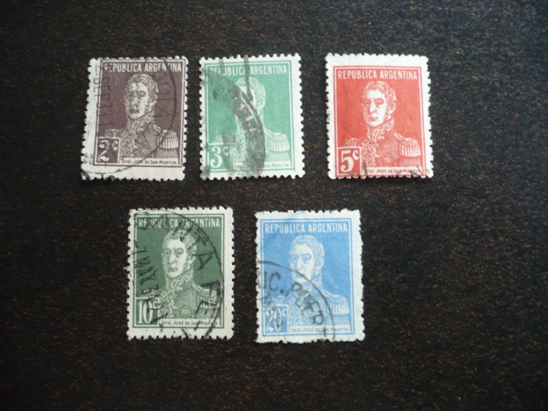 Stamps - Argentina - Scott# 342-346,348  - Used Part Set of 5 Stamps