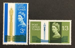 Great Britain 1965 #438-9, Post Office Tower, MNH.