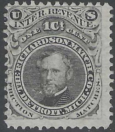 USA, stamp, Scott#ro-158b, used, hinged, one cent,  revenue, Matches, Richard,