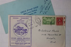 Wabash Stamp Club Terre Haute IN Philatelic Convention postmaster signed 1937