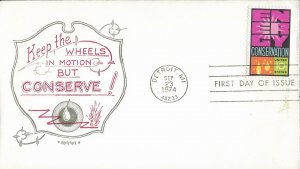 1974 FDC, #1547, 10c Energy Conservation, Artopages