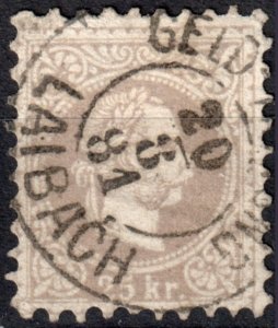 Austria #32a  Used - 25kr gry-lil Franz Josef (1867)