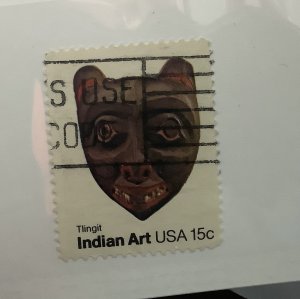 USA 1980  Scott 1836 used - 15c,  Indian Art, Tlingit Mask