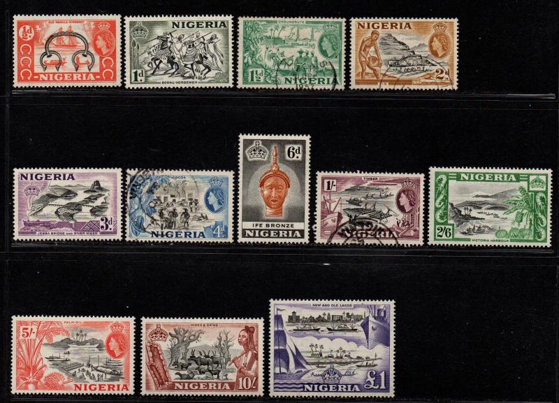 $Nigeria Sc#80-91 used+M/H/VF, complete set, CV. $80.35
