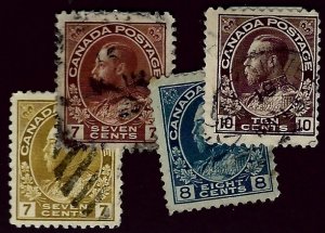 Canada SC#113-116 Used F-VF hr SCV$16.25...Worth a close look!