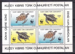 Turkey - N CYPRUS 1992 WWF, Turtles (1 Sht) MNH CV$14