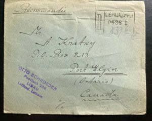 1933 Liepaja Latvia Registered Cover To Port Elgin Canada