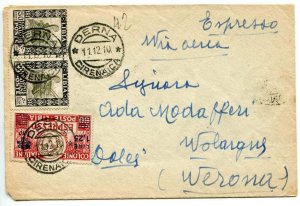 Libya - Espresso Lire 1.25 su Cent. 60 on express air envelope from Derna