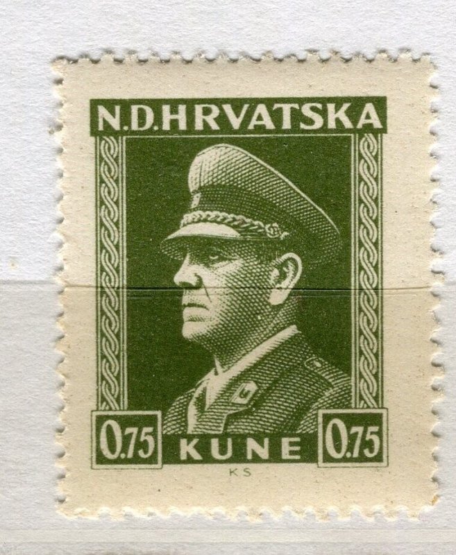 CROATIA; 1943 early Ante Pevelic issue fine MINT MNH unmounted 0.75k. value
