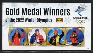 GRENADA  2022 GOLD MEDAL WINNERS OF THE WINTER OLYMPICS SHEET MINT NEVER HINGED