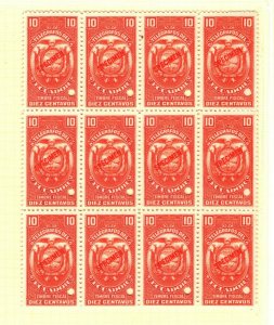 ECUADOR TELEGRAPHS *ABNCo. Imprint* SPECIMEN Two 10c Blocks{12 & 6} UM MNH MB6