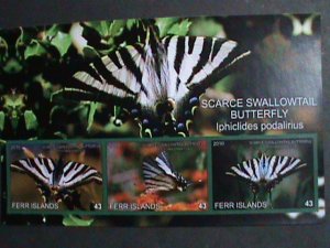 ​FERR ISLAND STAMP-2010 COLORFUL BEAUTIFUL LOVELY BUTTERFLY MNH MINI SHEET-VF