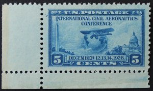 U.S. Mint Stamp Scott #650 5c Aeronautics Corner Sheet Margin. Superb Jumbo. NH.