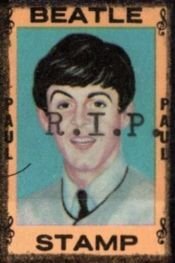 1964 US Poster Stamp The Beatles Paul McCartney Overprinted R.I.P.