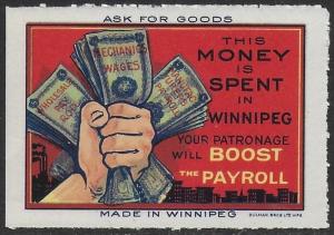 Canada 1914 Ask for Goods Made in Winnipeg Promotion Propaganda Cinderella VF-NH