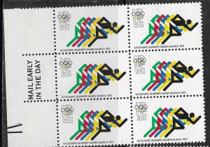 US#1462 15c -Olympics-1972,Mail  Early Block (6), MNH) CV. $2.00