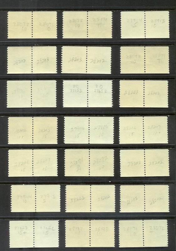 UNITED STATES (26) Sc#1229 Coil Line Pairs w/plate numbers ALL Mint Never Hinged