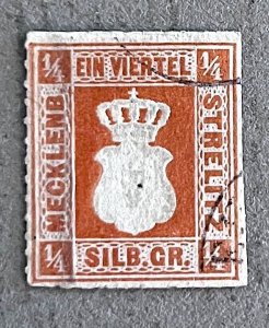 Mecklenburg-Strelitz 1 / 1864 Rouletted Embossed Coat of Arms Stamp / Used