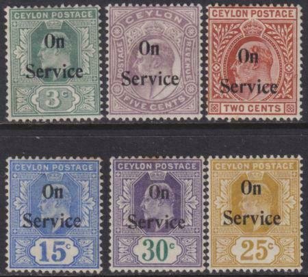 Ceylon 1903 SC O19-O24 MLH Set