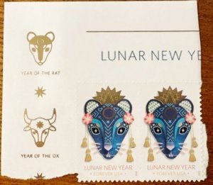 US # 5428 Lunar New Year pair forever 2020 Mint NH