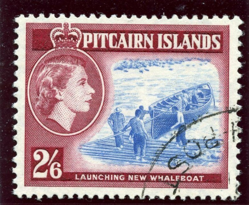 Pitcairn Islands 1959 QEII 2s 6d blue & deep lake very fine used. SG 28a.