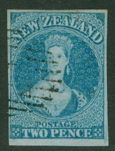 SG 2 New Zealand 1855-57. 2d dull blue, blued paper, watermark large star...