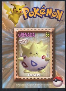 Grenada 2002 - Pokémon #175 Togep Nintendo, Souvenir Stamps Sheet Scott 3270 MNH