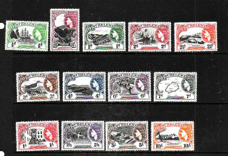 St Helena-Sc#140-52-unused hinged QEII definitive set-1953-