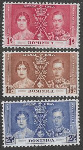 Dominica, set of 3, Scott#94-96, mint, hinged, Coronation,