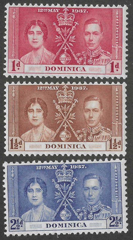 Dominica, set of 3, Scott#94-96, mint, hinged, Coronation,