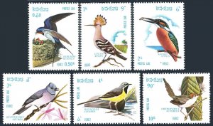 Laos 373-378,MNH.Michel 541-546. Birds 1982.Hirunda rustica,Upupa epops,Atthis,