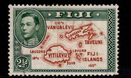 FIJI Scott 134 map stamp with 180 degrees Used perf 13.5