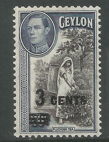 CEYLON  290 MINT HINGED,  283 SURCHARGE IN BLACK, PLUCKING TEA