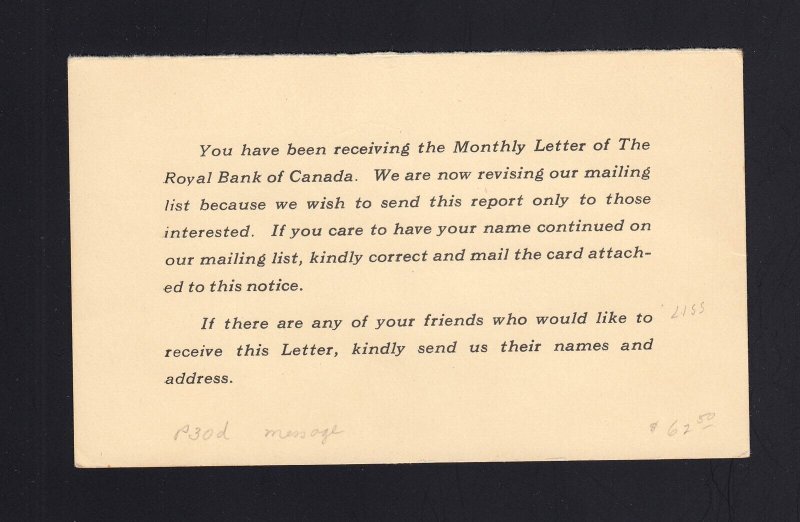 CANADA: WEBB #P30d 1c Admiral USED Message Half