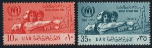 Egypt 503-504, MNH. Mi UAR 78-79. World Refugee Year WRY-1960. Map of Palestine.